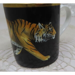 Halcyon Days Bone China Mug Magnificent Wildlife Tiger Cup Back Pen Pot
